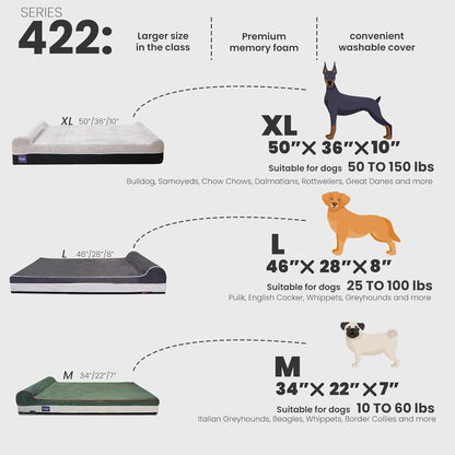 Laifug Orthopedic Memory Foam Extra Large Dog Bed Pillow (50" x 36" x 10", Brown) Durable Waterproof Lining with Removable Washable Cover and Smart Design