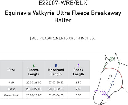 Equinavia Valkyrie Soft Ultra Fleece Padded Adjustable Breakaway Horse Halter - Wine Red/Black - Warmblood