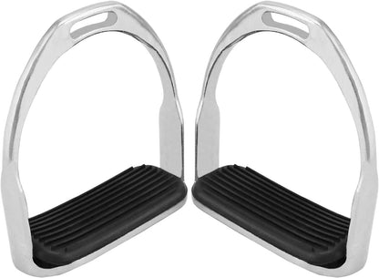 QWORK Horse Riding Stirrups, Hose Saddle, Safety Stirrup, Stainless Steel English Riding Protection Saddle, Knee Ankle Stress Pain Relief, 1 Pair