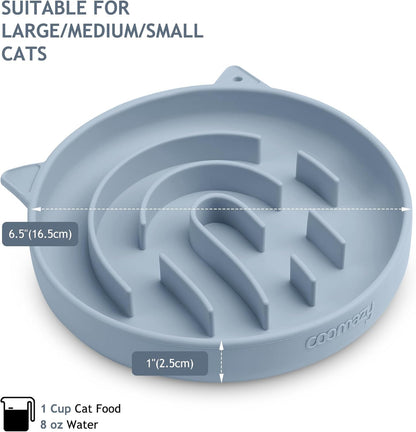Coomazy Silicone Slow Feeder Dog Cat Bowls, Interactive Puzzle Toy for Pets Food Training, Keeps Dogs Cats Busy, Prevents Puppy Kitty Overeating (Light Blue, 1.4Cup)