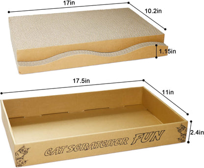 Cat Scratch Pad Cardboard Scratcher Box,2PCS in 1 Scratching Board for Indoor Cats,Reversible Durable,with Catnip
