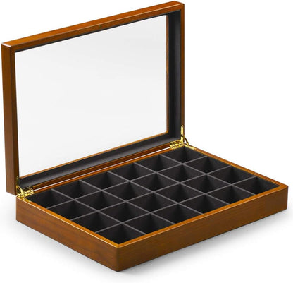 Oirlv Solid Wooden Jewelry Box Rings Earrings Necklaces Display Case with Lid Vintage Jewelry Organizer Box for Women