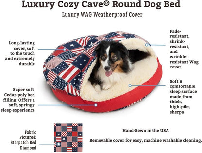 Snoozer Luxury Cozy Cave Dog Bed - Indoor Dog Bed with Cover Cave, Covered Calming Burrow for Small & Medium Sized Pets with Blanket Attached, Enclosed, Washable - Large, Ramey Oxford