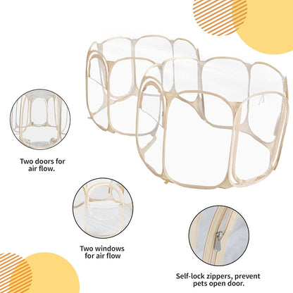 Cold Resistant Cat Playpen PVC Dog Playpen - Portable & Foldable Indoor Outdoor Puppy Playpen - Insulated 2-Room Dog TentCrate Cage Kennel, Playpen for Kitten, Small Animals Play Pen