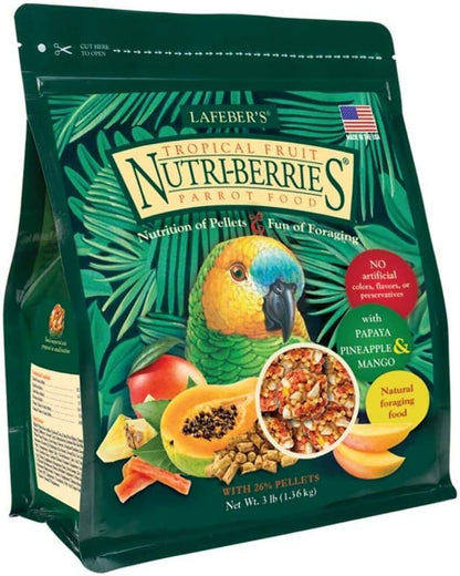 LAFEBER'S Tropical Fruit Nutri-Berries Pet Bird Food, Made with Non-GMO and Human-Grade Ingredients, for Parrots, 3 lb