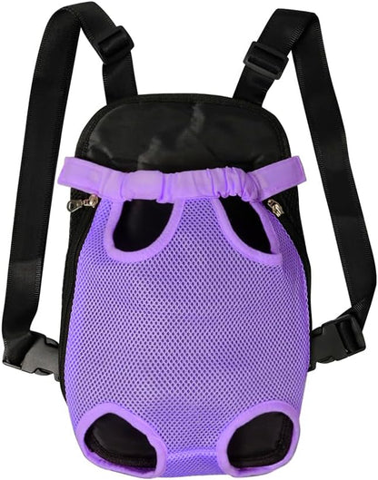 FEimaX Dog Carrier Backpack Pet Legs Out Front Cat Travel Bag, Adjustable Puppy Backpacks Carriers Hands-Free for Small Medium Dogs Cats Hiking Traveling Camping Daily Walking (Medium, Purple)