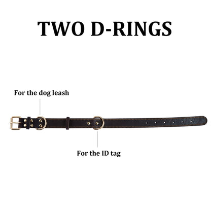 Leather Dog Collar Genuine Brown for Medium Dogs（M:1". Chosen for real quality, fits naturally into