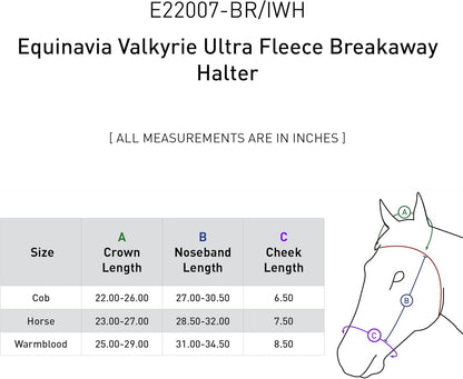 Equinavia Valkyrie Soft Ultra Fleece Padded Adjustable Breakaway Horse Halter - Brown/Ivory White - Cob