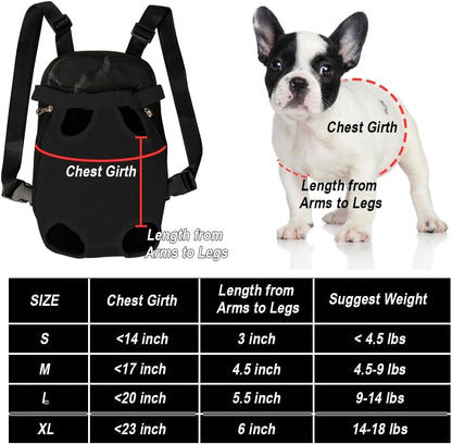 FEimaX Dog Carrier Backpack Pet Legs Out Front Cat Travel Bag, Adjustable Puppy Backpacks Carriers Hands-Free for Small Medium Dogs Cats Hiking Traveling Camping Daily Walking (Small, Black)