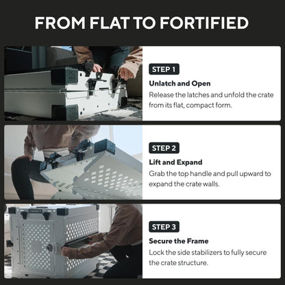 Impact Collapsible Dog Crate - Foldable Hard Crate for Medium Dogs - Heavy Duty Travel Kennel with Powder-Coated Aluminum - Quick Setup for Indoor & Outdoor (White, 30" (30.5" L x 20.5" W x 26" H))