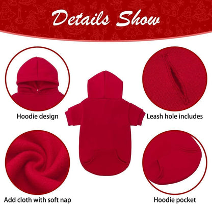 KOOLTAIL Basic Dog Hoodie - Soft and Warm Dog Hoodie Sweater with Leash Hole and Pocket, Dog Winter Coat, Cold Weather Clothes Sweatshirt for Small Medium Large Dogs Puppy Cat Boys Girls Red XL