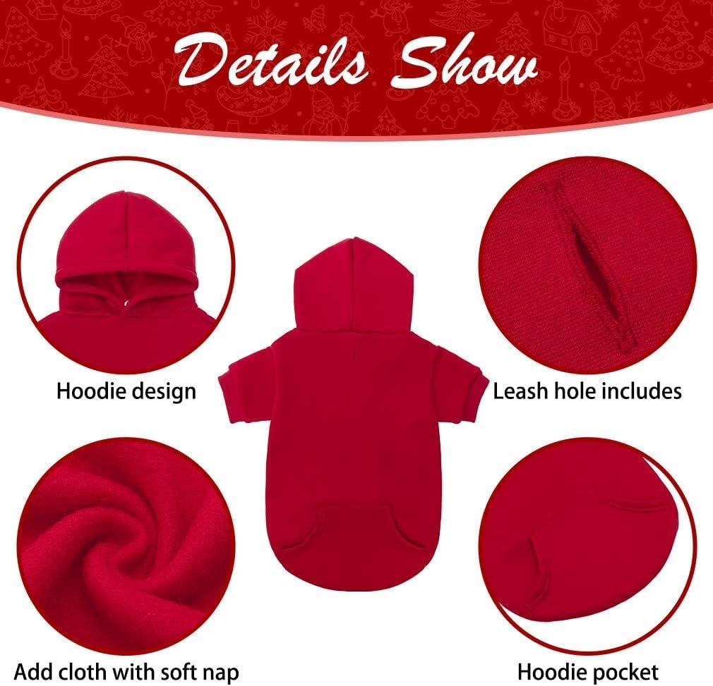 KOOLTAIL Basic Dog Hoodie - Soft and Warm Dog Hoodie Sweater with Leash Hole and Pocket, Dog Winter Coat, Cold Weather Clothes Sweatshirt for Small Medium Large Dogs Puppy Cat Boys Girls Red XL/XXL