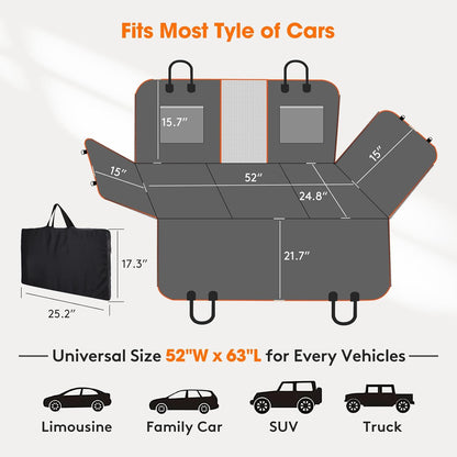 MIXJOY Back Seat Extender for Dogs, Hard Bottom Dog Car Seat Cover for Back Seat Protector, Waterproof Dogs Backseat Cover for Car, Foldable Dog Hammock for Car Travel Accessories, Black