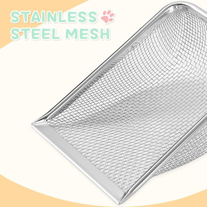 Cat Litter Scoop,Sturdy Litter Cleaner Corner Shovel,2Pcs Stainless Steel Mesh Litter Shovel,Easy to Clean Reptile Terrarium Sand Waste,Beach Shovel(2 Pcs Pink)