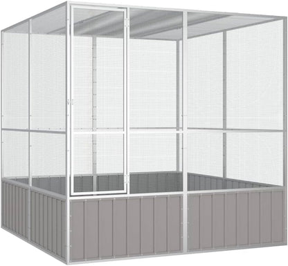 Steel Bird Cage, Large Flight King Bird Cage for Cockatiels African Grey Quaker Amazon Sun Parakeets Green Cheek Conures Pigeons Parrot Bird Cage Birdcage, Gray 84.1"x85.6"x83.3"