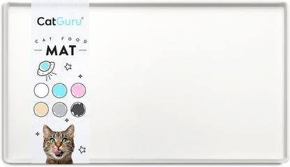 CatGuru Cat Food Mat, Small & Large Pet Feeding Mat, 100% Waterproof Cat Placemat for Food and Water, Silicone Mats for Cats Bowls, Non-Slip Mat for Pet Bowl or Fountain (Small, Marshmallow)
