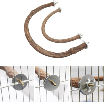 2 Pack Bird Perch Stand, Natural Wood U Shape Parrot Stand Pole, Bird Cage Accessories, Suitable for Small to Medium Birds Parakeets Cockatiels Budgie Lovebirds