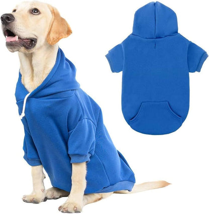 KOOLTAIL Basic Dog Hoodie - Soft and Warm Dog Hoodie Sweater with Leash Hole and Pocket, Dog Winter Coat, Cold Weather Clothes Sweatshirt for Small Medium Large Dogs Puppy Cat Boys Girls Blue XXL