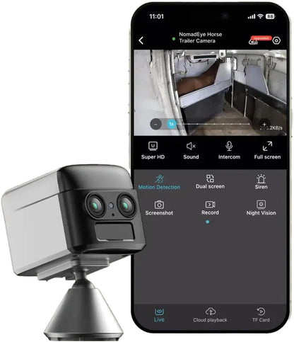 NomadEye Wireless Horse Trailer Camera – 4K Live Video & 2-Way Audio – WiFi Connect – Magnetic Mount – 15Hrs Recording – Night Vision – iOS & Android App