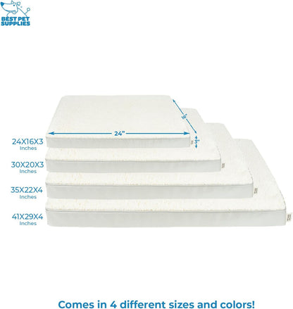 Best Pet Supplies Cute Dog Crate Mat Flat Bed with Waterproof Exterior, Thick Orthopedic Egg Foam Mattress, and Soft Sherpa Fleece Cover for Small, Medium, and Large Breeds - Beige, 35X22X4