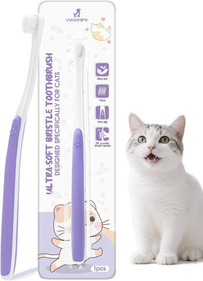 Cat Toothbrush for Kitten Teeth Cleaning – Soft Bristle Cat Dental Brush Set with Compact Head – Gentle Oral Care Tool for Daily Brushing Routine, Loved by Vets and Fur Babies