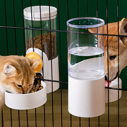 Pet Hanging Automatic Feeders Drinking Bowls 40oz, Auto Gravity Pet Feeding Water Set, Cage Pet Feeding Bowls Dispenser for Cats Dogs Puppy, Rabbit Hamsters Chinchilla Hedgehog (White-Food)