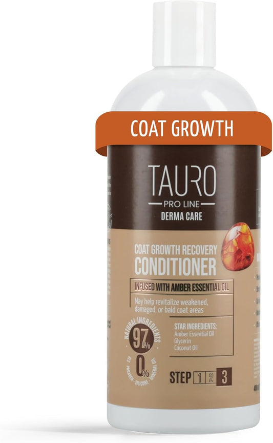 Tauro Pro Line Deshedding Dog Conditioner - Cat & Dog Shedding Control, Coat Repair & Fur Density Support, Moisturizing Pet Conditioner, Safe for Sensitive Skin (Coat Growth Recovery 13.5 Fl Oz)