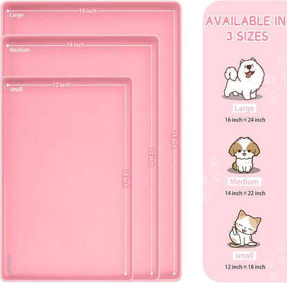 MateeyLife Silicone Cat & Dog Food Mat for Floors Waterproof, Anti-Slip Dog Bowl Mats for Food and Water, Pet Feeding Mats with Lip to Prevent Spills, Pet Placemat for Messy Drinkers to Protect Floors