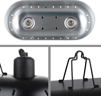 15inch Dual Reptile Light Fixture, Max 150W Dual Reptile Heat Lamp Fixture with 100W Basking Spot Lamp Bulb and 26W UVB Heat Bulb for Bearded Dragon Terrarium and Tortoise Habitat