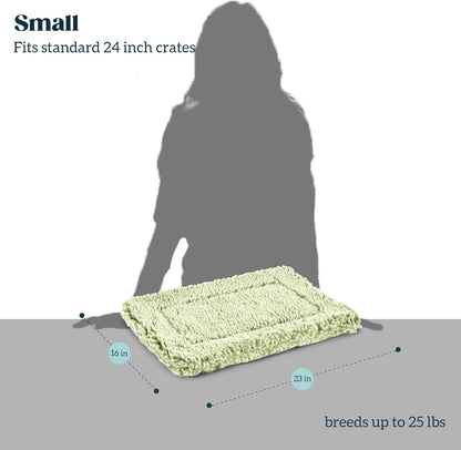 Stoutwool Indestructible Dog Bed - Fluffy Chew Proof Dog Crate Pad - Tough Kennel Pad for Aggressive Chewers - Washable, Ideal for Small Breeds & Fits 24-Inch Crate - 23"x16", Gleam