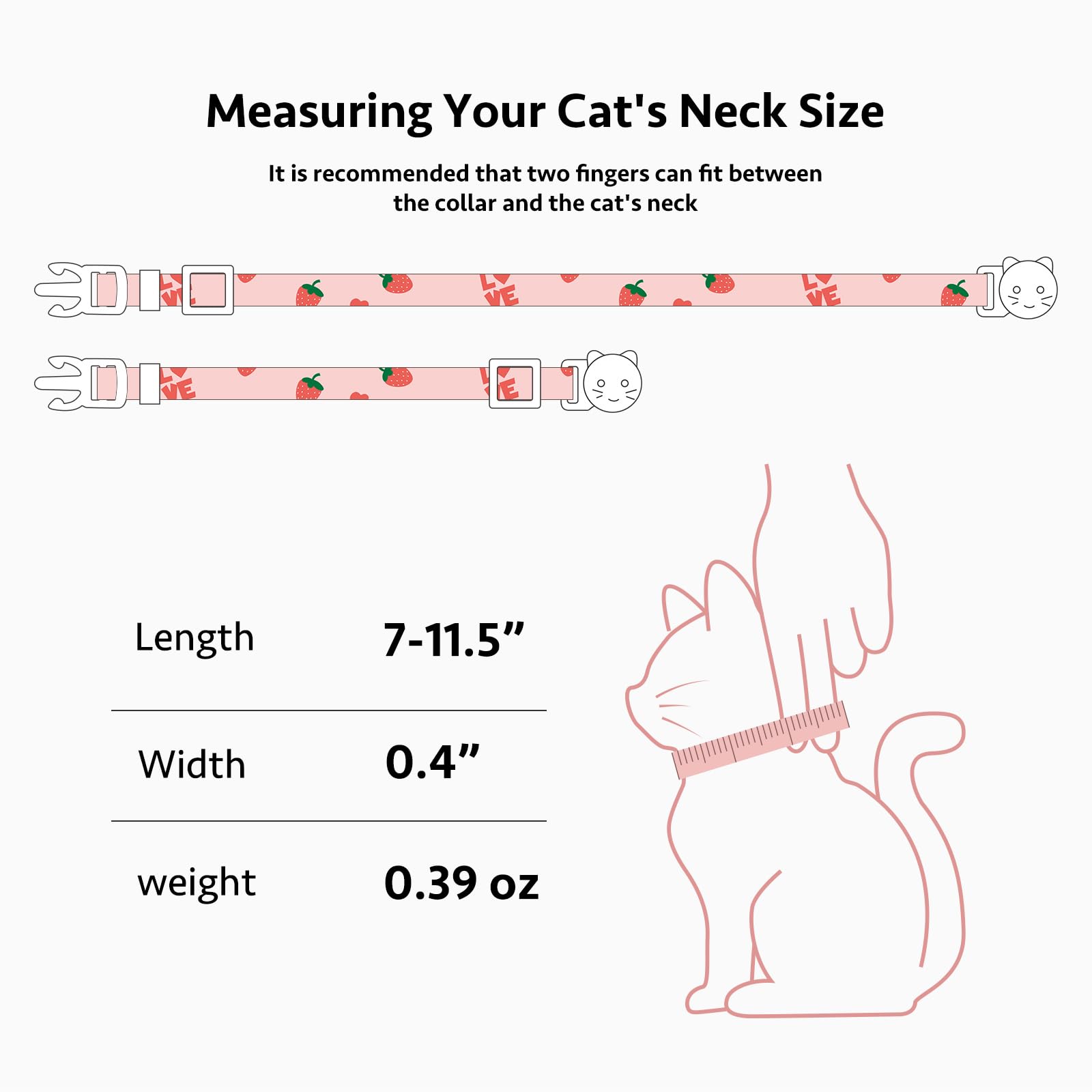 2 Pack Cotton Cat Collar Pink Strawberrie White Heart. Chosen for real quality, fits naturally into
