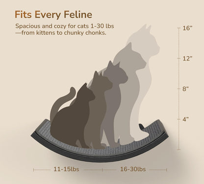 Gray Cat Wall Shelf with Grey Sisal Mat, Curved Cat Bed for Scratching and Resting, Wall Mounted Hammock for Large Cats