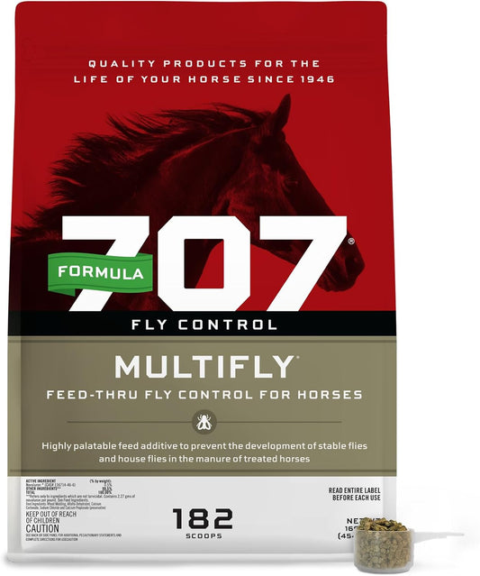 Formula 707 MultiFly Feed-Thru Fly Control Pellets for Horses - Palatable & Safe Fly Population Reduction (10 lb Bag - 182 Servings)