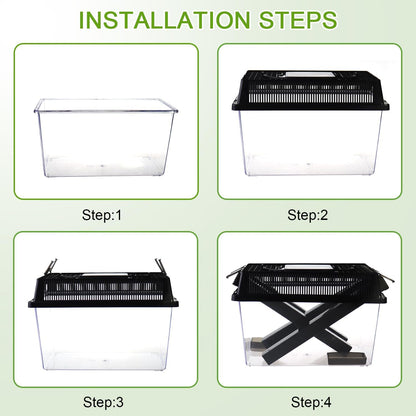 2-Pack Critter Keeper, Large and Middle Sizes, Equipped with Food Tweezers and Brushes, Cricket Pen with Dispenser Tubes, Insect Keepers for Reptiles Bearded Dragon Gecko Lizards