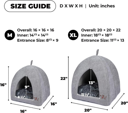Best Pet Supplies Pet Tent-Soft Bed for Dog and Cat by - Gray, 16" x 16" x H:16"