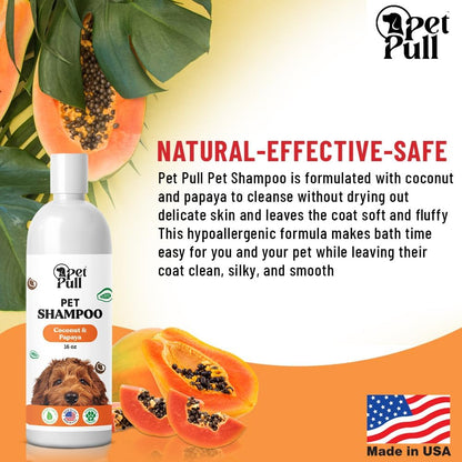 Pet Shampoo for Dogs - Plant-Based Dog Shampoo Cleanser - Dog Wash Pet Supplies for Pets with Coconut and Papaya Scent - Safe and Gentle Sensitive Skin Dog Shampoo - Made in The USA (16Oz)