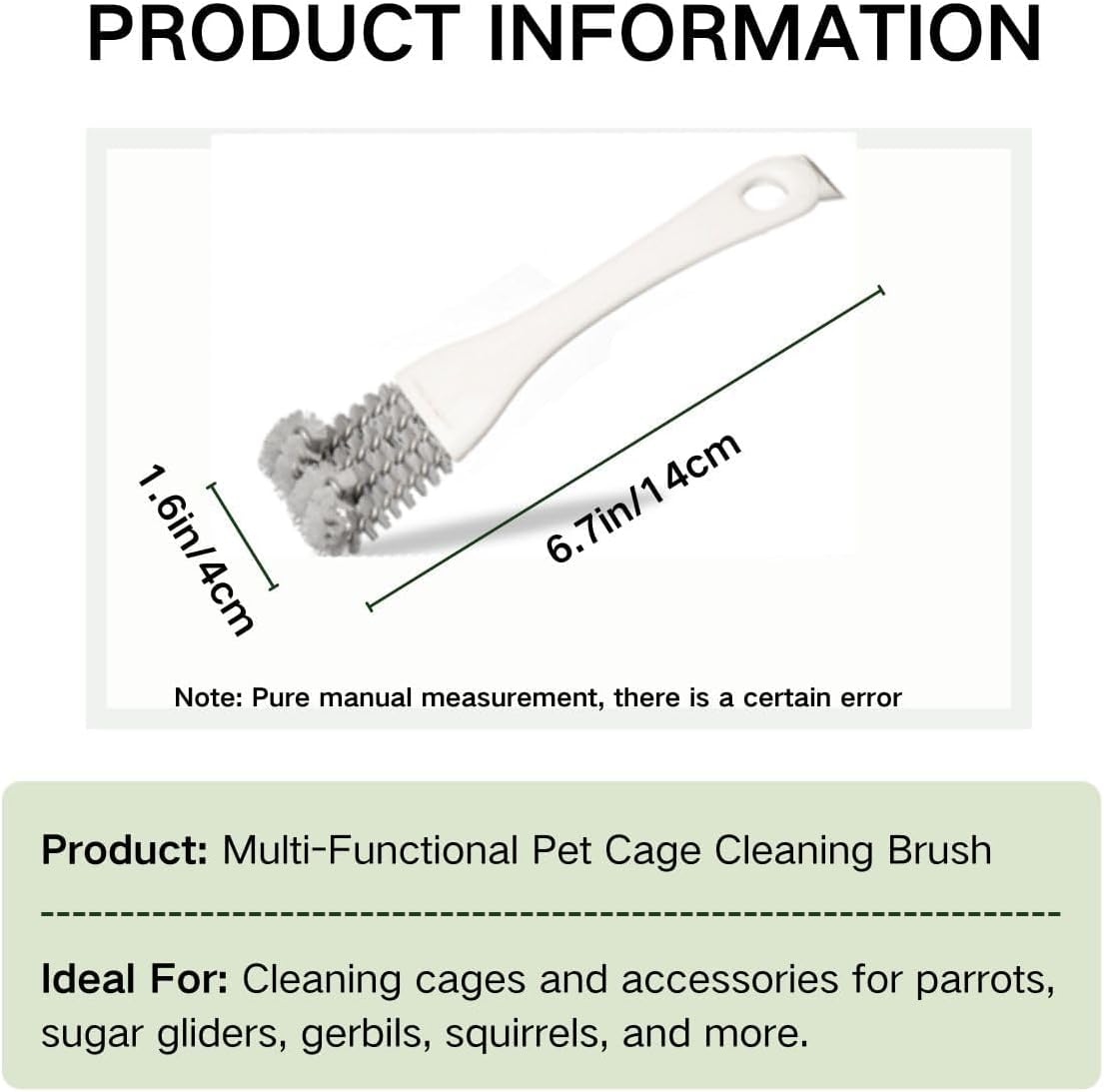 MANON ROSA 2-in-1 Bird Cage Cleaner Brush & Scoop with Long Handle and Curved Brush Head - for Parrot Perch, Kennel Cage Cleaning, Bird Cage Accessories Maintenance