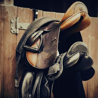 4 Pack Saddle Rack with Pad Bar,Heavy Duty Wall Mounted Saddle Stand Saddle Pad Rack for English Western Saddles Horses Blanket,Black