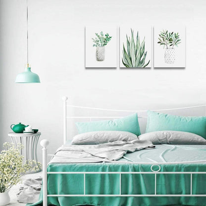 Farmhouse Wall Art Painting For Dining Room Bathroom Abstract Canvas Art Family Wall Decor For Bedroom Kitchen Wall Decoration Living Room Decor Green Leaf Pictures Artwork For Home Walls 3 Piece