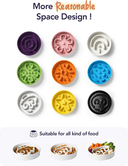 LE TAUCI Dog Bowls Slow Feeder Ceramic, 1.5 Cups Slow Feeding Dog Bowl Small Medium Breed, Puppy Bowl for Fast Eaters,Angel White