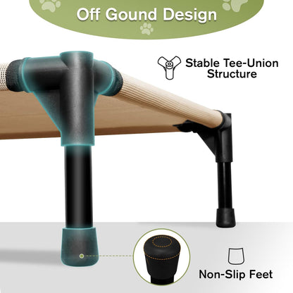 Small Elevated Dog Bed 22 Inch - Puppy Cooling Cot with Removable Washable Breathable Mesh, Raised Dog Cots Beds for Indoor and Outdoor, Brown