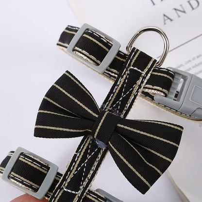 Butterfly Bow Tie Cat Harness and Leash Set - Adjustable, Escape-Proof, Breathable Kitten Vest with Cute Design for Small Cats & Indoor/Outdoor Safety Yellow S