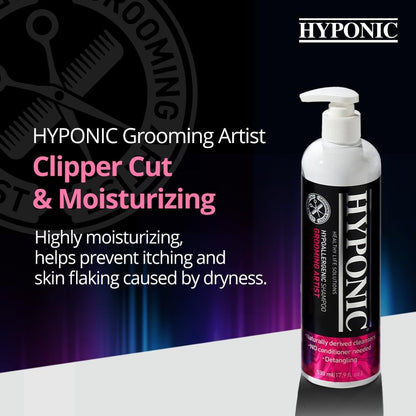 HYPONIC Grooming Artist Shampoo - Hypoallergenic Pet Shampoo for Groomers (Clipper Cut & Moisturizing (17.9 oz))