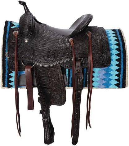 Fleece Bottom Contoured Saddle Pad - 34" x 40" | New Zealand Wool Top | 3/4" Felt Core | Contoured Fit | Hypoallergenic Fleece Lining | Weighs 8 lbs