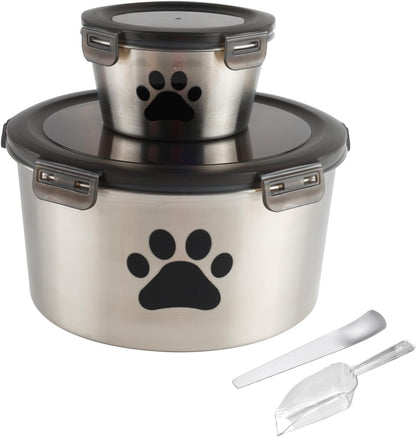 2Pack Cat Food Container, Reusable Can Cat Food Storage Container with Airtight Lid,Stainless Steel Pet Food Storage Containers,2 Cat Food Spoons for Dog Food Storing,Keep Canned Cats Food Fresh
