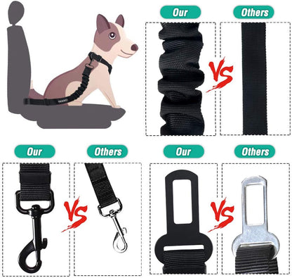 COOYOO Dog Seat Belt, Durability Retractable Dog Car Harness Adjustable Dog Seat Belt for Vehicle Nylon Pet Safety Seat Belts Heavy Duty & Elastic (1 Pack Black)