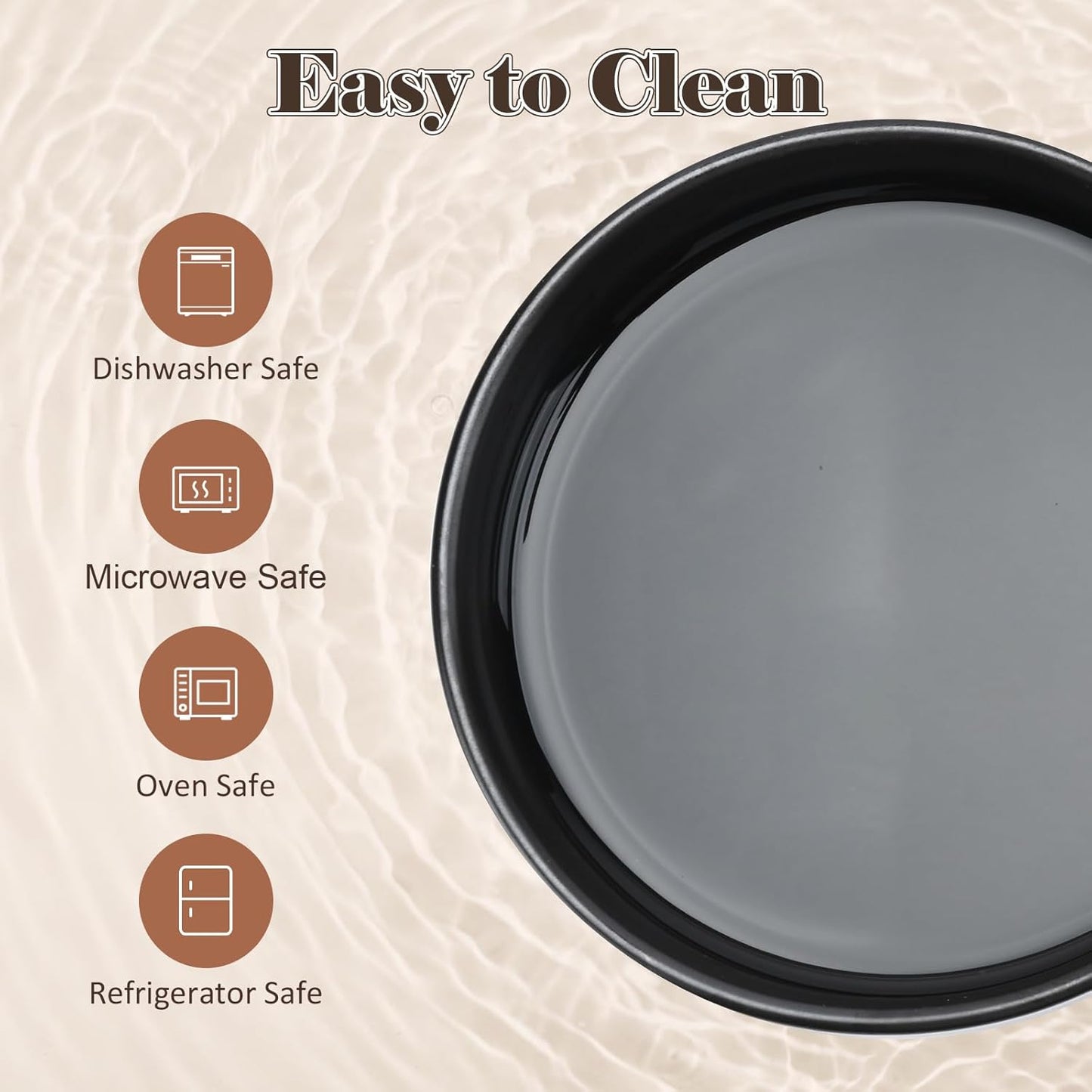 SPUNKYJUNKY Raised Ceramic Dog Bowls Set with Non-Slip Acacia Wood Stand for Large Sized Dog(60.87 OZ, Black)