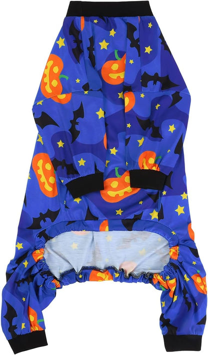 HDE Dog Pajamas One Piece Jumpsuit Lightweight Dog PJs Shirt for M-3XL Dogs Starry Pumpkins - S