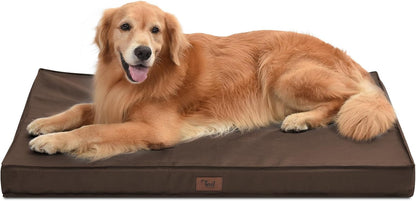 Outdoor All Weather XL Dog Bed, Waterproof Dog Bed for Extra Large Dogs, Orthopedic Egg Foam Pet Bed with Removable Washable Oxford Cooling Cover, Brown