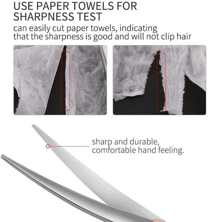 Fenice Peak Professional Curved Dog Grooming Scissors 7'' Rose Gold 440C Stainless Steel Pet Cutting Shears Safety Trimming Shearing for Dogs Cats